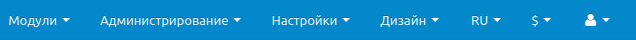 Голубая панель, расположенная наверху панели администратора.