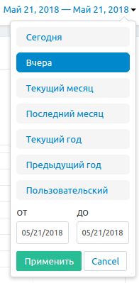 Просмотр статистики за определённый период.