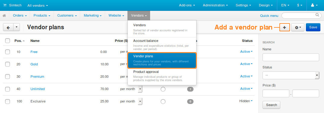 Adding vendor plans in Multi-Vendor.