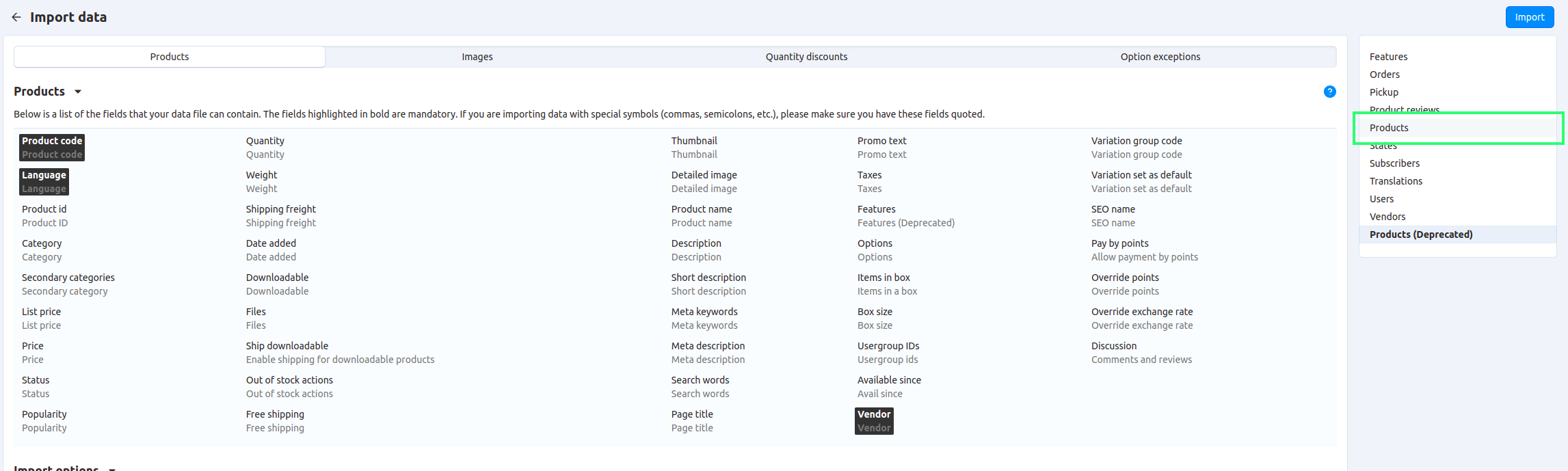 Advanced product import in CS-Cart.