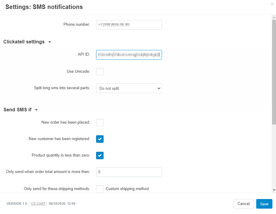 Entering the API Key in the add-on settings