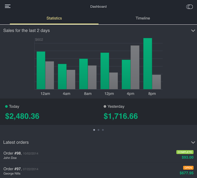 The interface of the Mobile Admin App for CS-Cart.