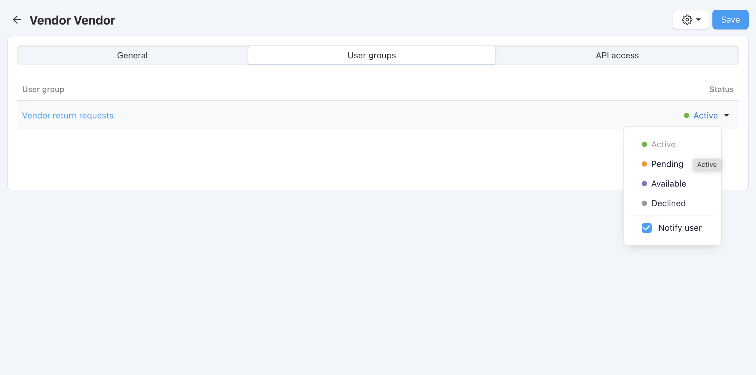 Full access for RMA for vendor.