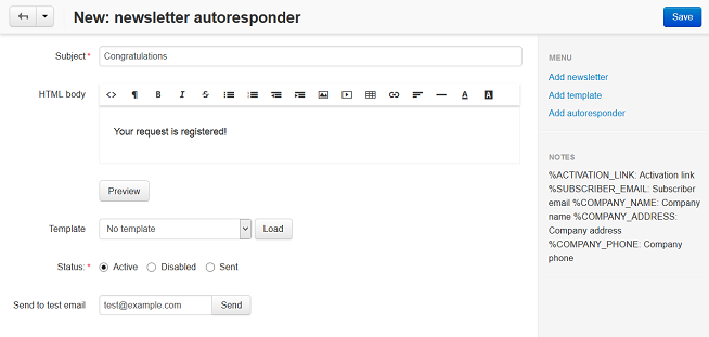 Add autoresponder