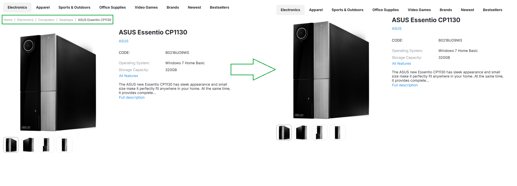 Deactivated block on the storefront