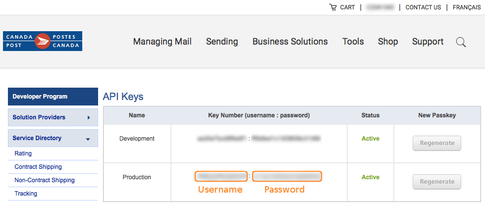You can get API keys by joining Canada Post Developer Program.