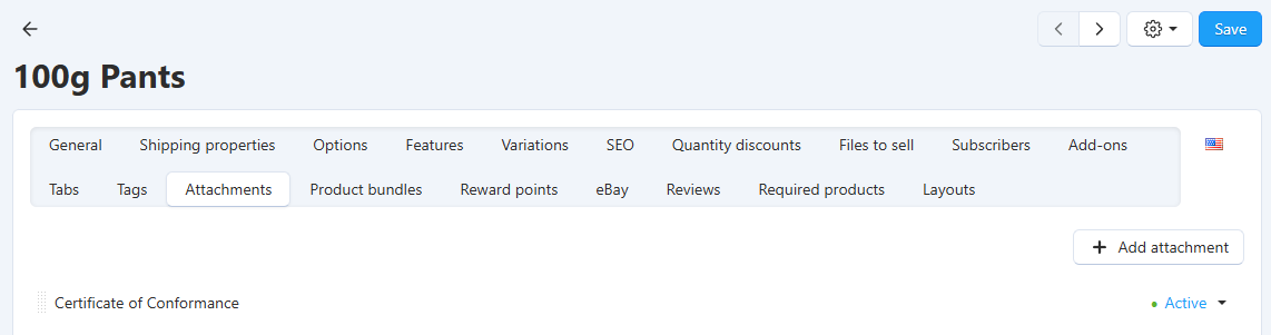The "Attachments" tab.