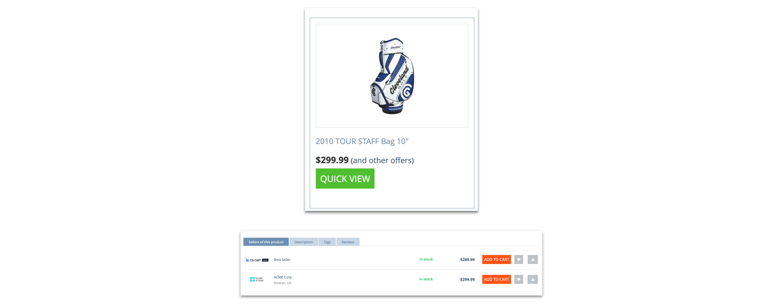 Product list for customers.