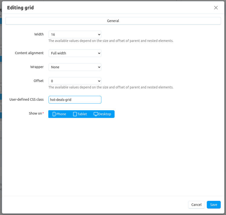 Fill in the User-defined CSS class field.