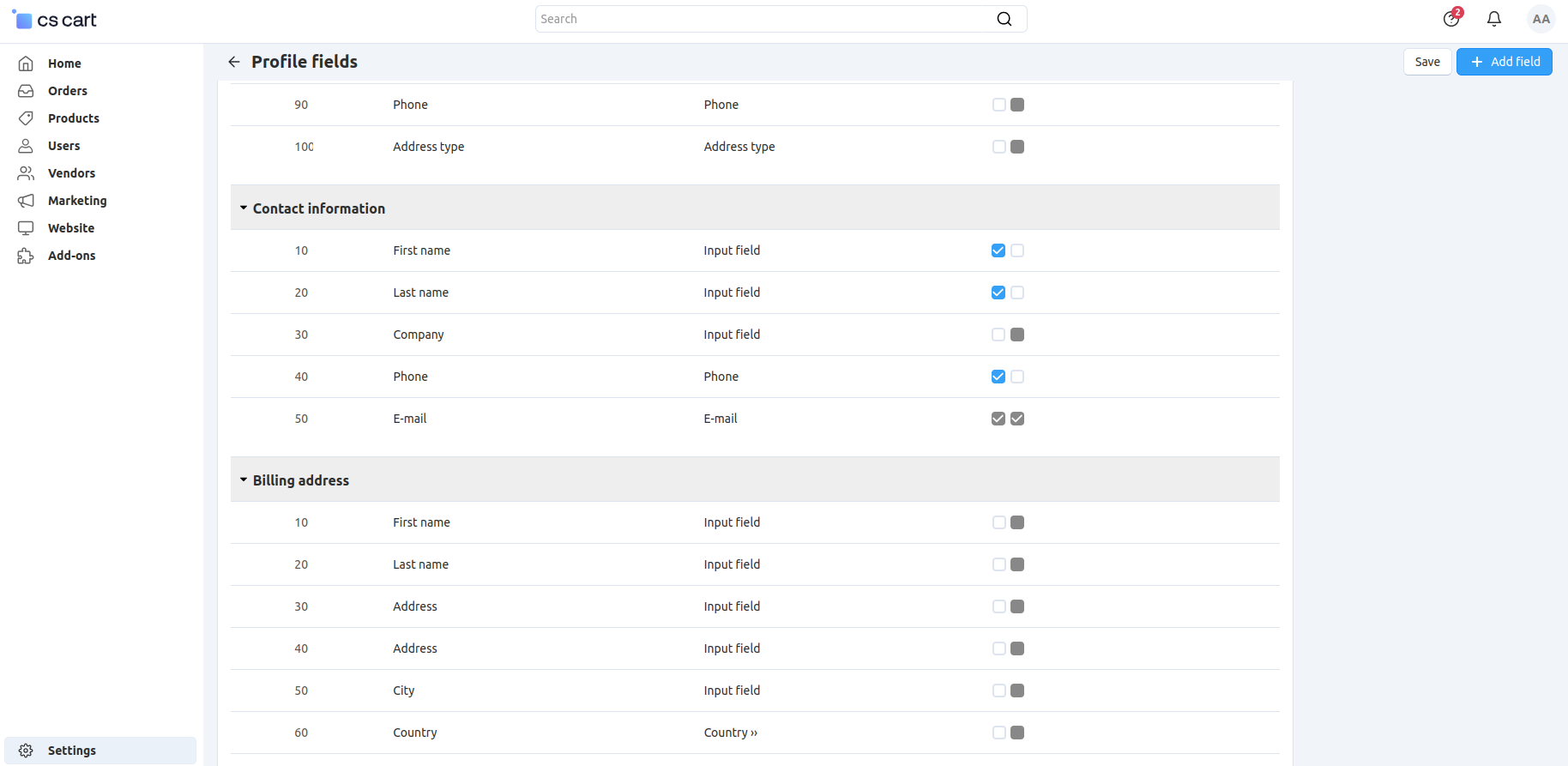 Profile field for uploading documents