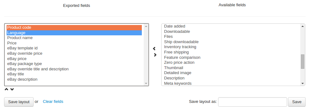 Export the eBay parameters of your products to .csv files.