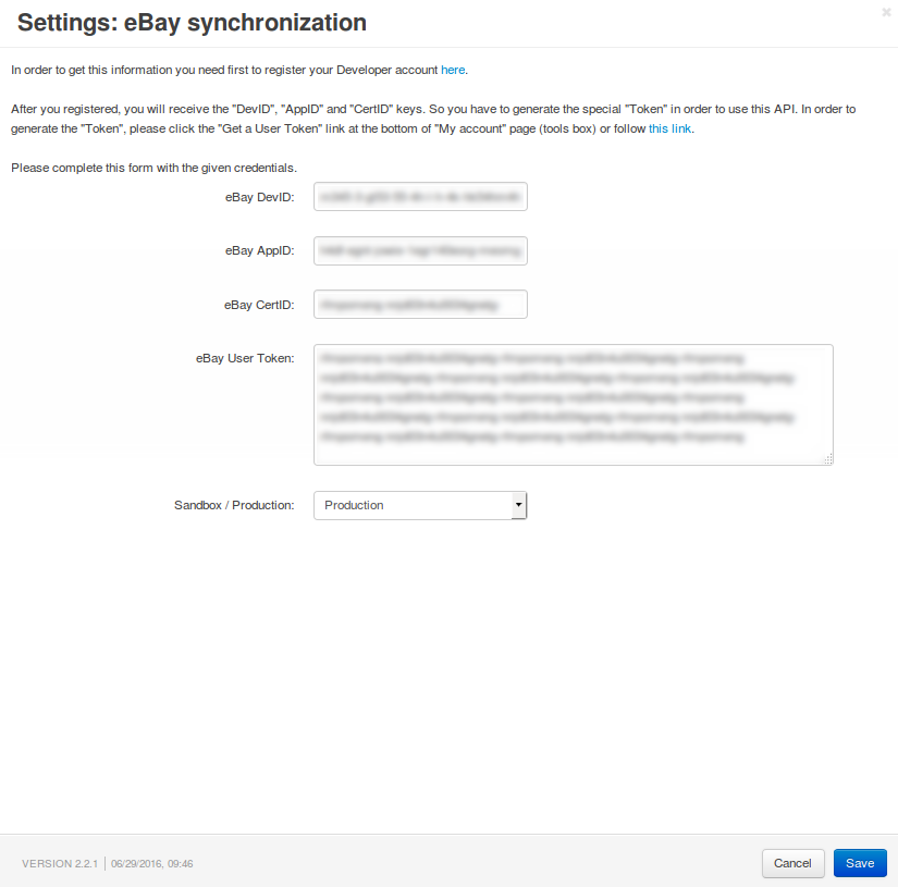 Enter your eBay IDs in the corresponding fields of the add-on settings.