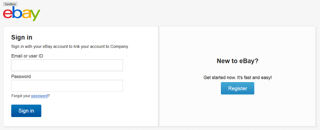 Sign in with your eBay user account.