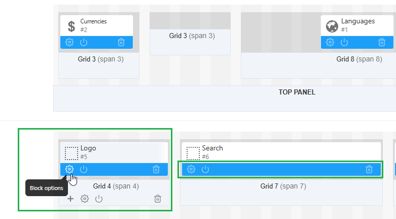 Hover the mouse over the layout element to edit it