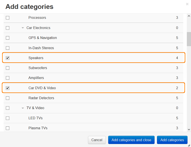 Add categories