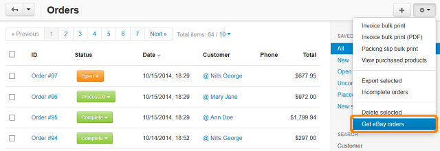 It takes 3 clicks to import complete eBay orders to your CS-Cart store.