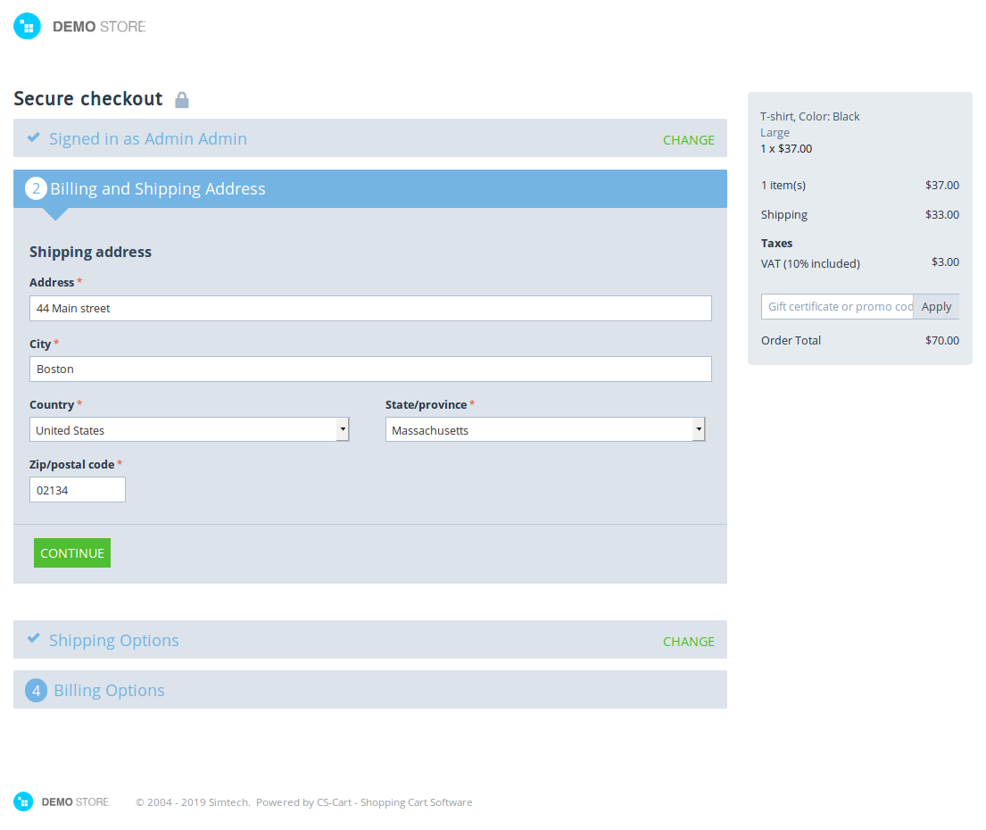 Old checkout in CS-Cart and Multi-Vendor.