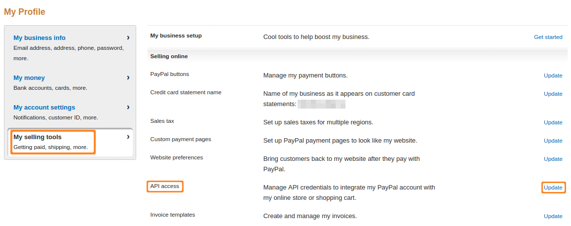 Go to "My selling tools" section and update API access settings.