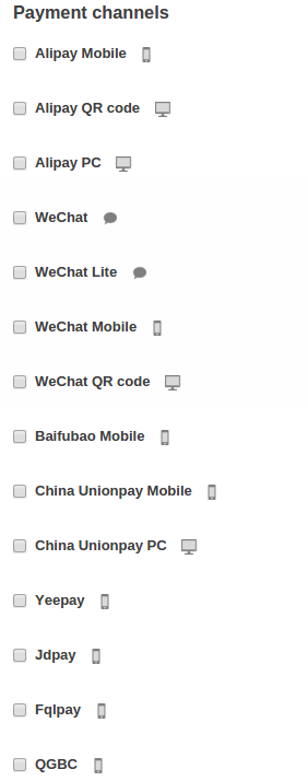 Ping payment channels.