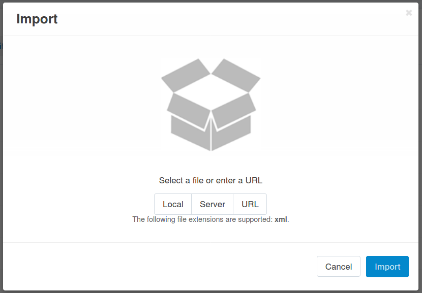 Choosing the XML file to import.