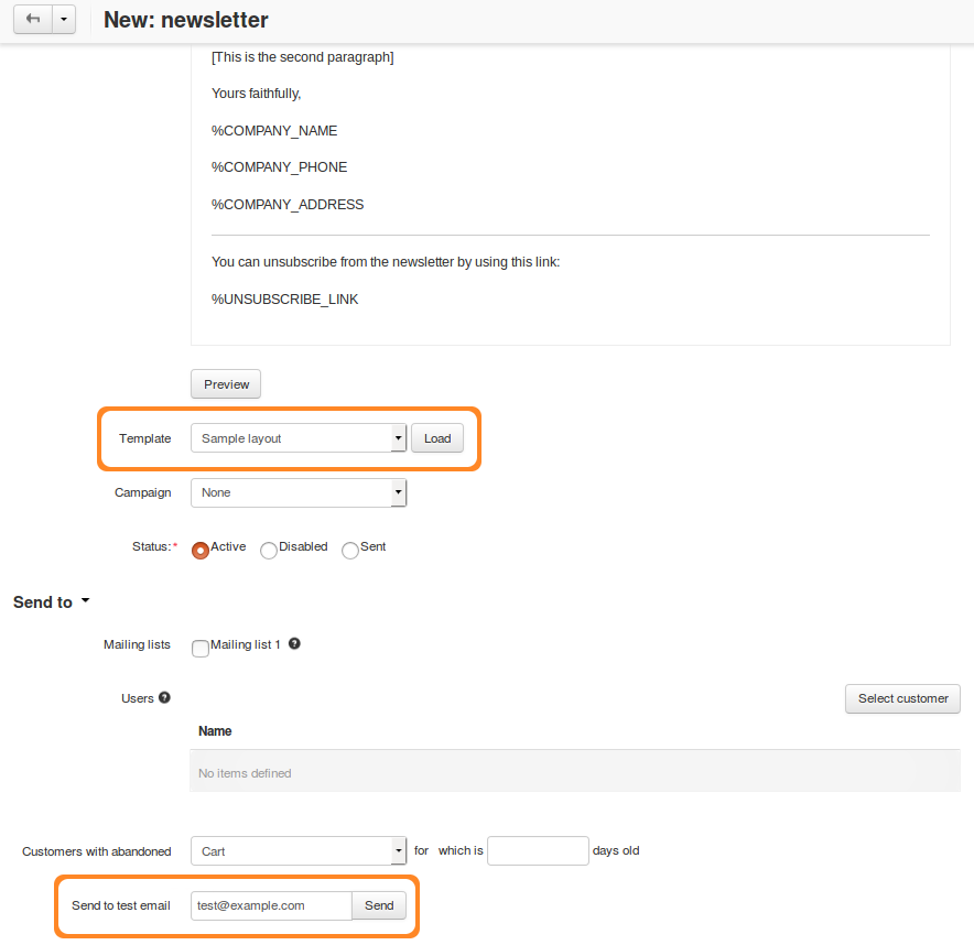Load the template in the test newsletter of your choice, then send it to the email address of your choice.