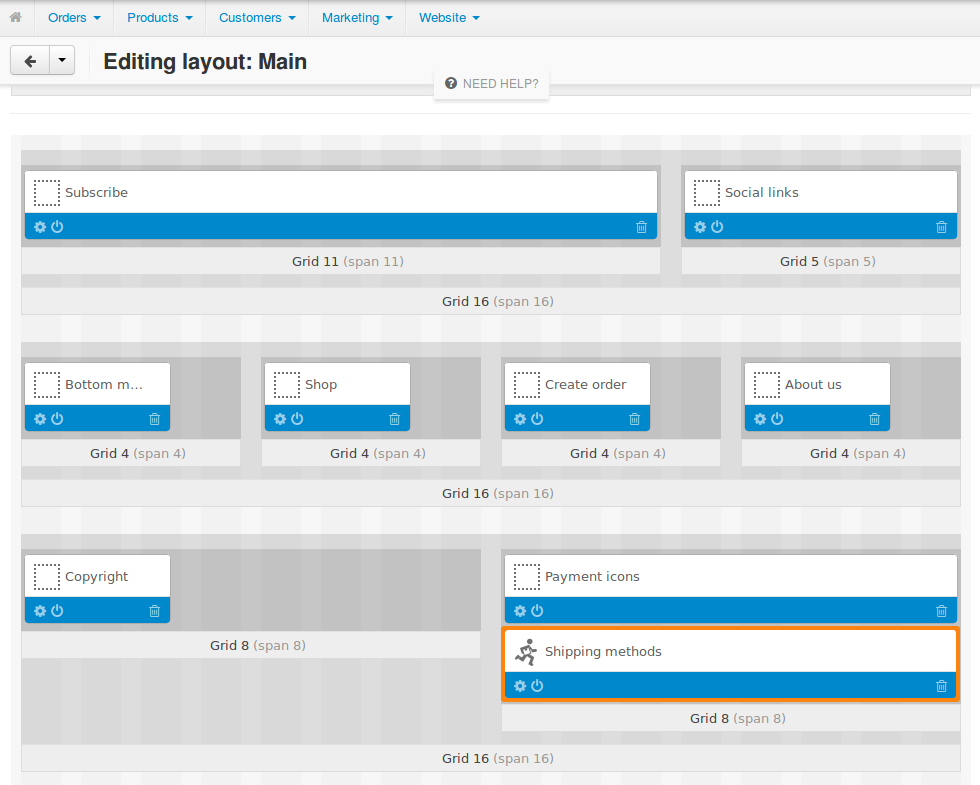 The "Shipping methods" block in CS-Cart and Multi-Vendor.