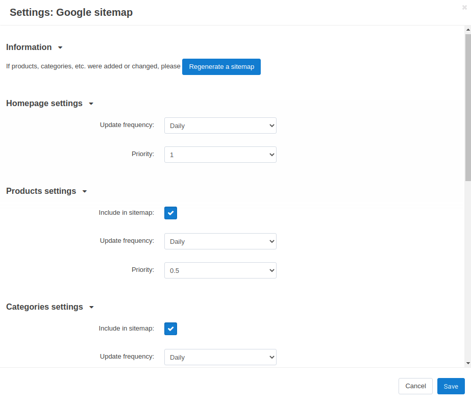 Google sitemap