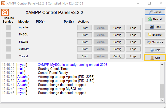 Applying Apache and MySQL settings