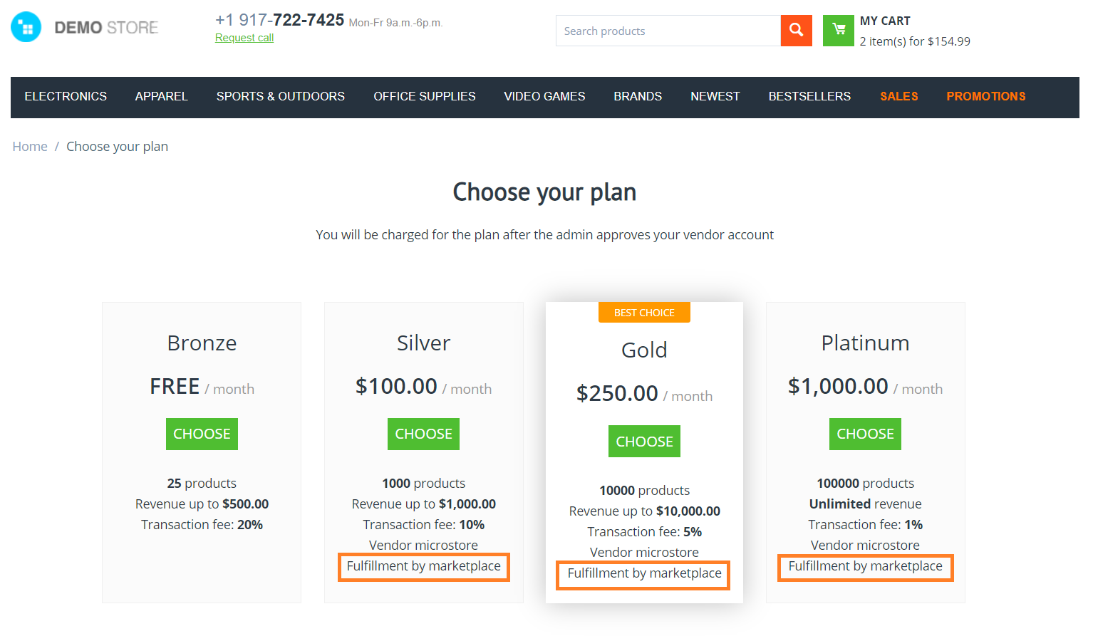 Fulfillment is a property of vendor plans.